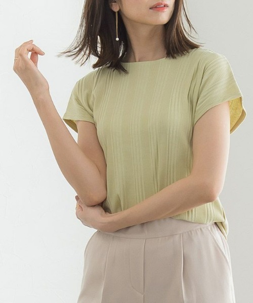 Pierrot(ピエロ)の「ランダムテレコフレンチTシャツ シンプル(Tシャツ/カットソー・レディース・ブラック/ベージュ/ピンク/アイボリー/ライトイエロー・M/L)」の4枚目の写真