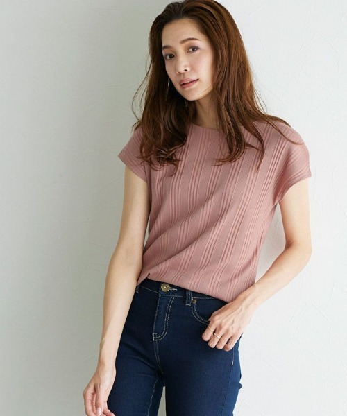 Pierrot(ピエロ)の「ランダムテレコフレンチTシャツ シンプル(Tシャツ/カットソー・レディース・ブラック/ベージュ/ピンク/アイボリー/ライトイエロー・M/L)」の16枚目の写真