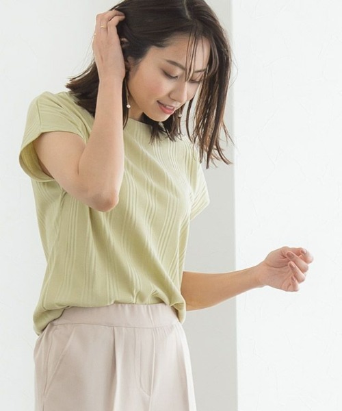 Pierrot(ピエロ)の「ランダムテレコフレンチTシャツ シンプル(Tシャツ/カットソー・レディース・ブラック/ベージュ/ピンク/アイボリー/ライトイエロー・M/L)」の6枚目の写真