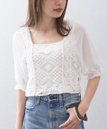 かぎ針スクエアネック