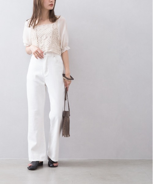 SpRay（スプレイ）の「かぎ針スクエアネック（シャツ/ブラウス・レディース・ベージュ/オフホワイト・FREE）」の8枚目の写真