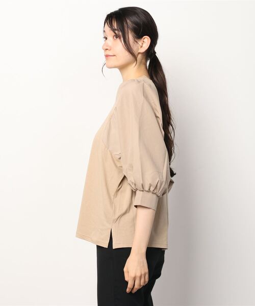 NANO universe(ナノユニバース)の「WEB限定/ボリュームスリーブトップス 半袖(Tシャツ/カットソー・レディース・ホワイト/ブラック/ベージュ・FREE)」の10枚目の写真