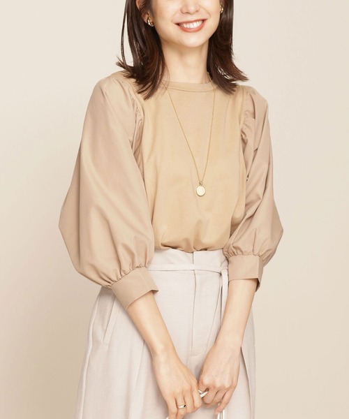 NANO universe(ナノユニバース)の「WEB限定/ボリュームスリーブトップス 半袖(Tシャツ/カットソー・レディース・ホワイト/ブラック/ベージュ・FREE)」の3枚目の写真