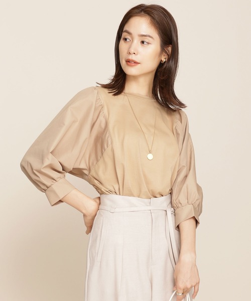 NANO universe(ナノユニバース)の「WEB限定/ボリュームスリーブトップス 半袖(Tシャツ/カットソー・レディース・ホワイト/ブラック/ベージュ・FREE)」の12枚目の写真