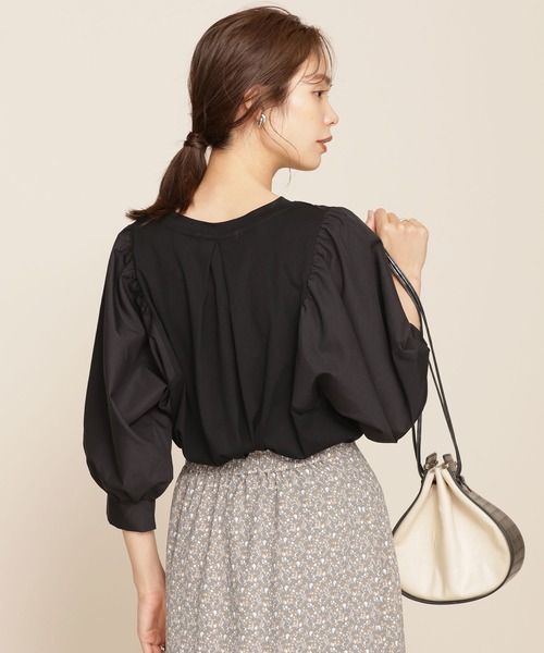 NANO universe(ナノユニバース)の「WEB限定/ボリュームスリーブトップス 半袖(Tシャツ/カットソー・レディース・ホワイト/ブラック/ベージュ・FREE)」の16枚目の写真