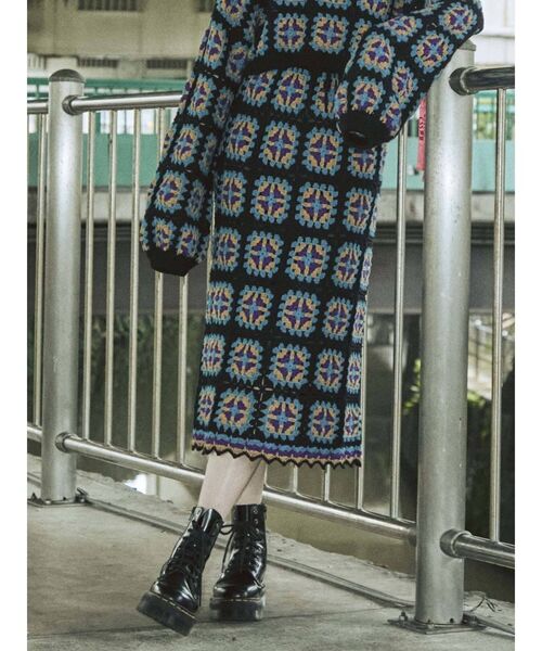 jouetie（ジュエティ）の「【セットアップ対応】クロシェロングスカート（スカート・レディース・ブラック/グリーン/ブラウン・MEDIUM）」の2枚目の写真