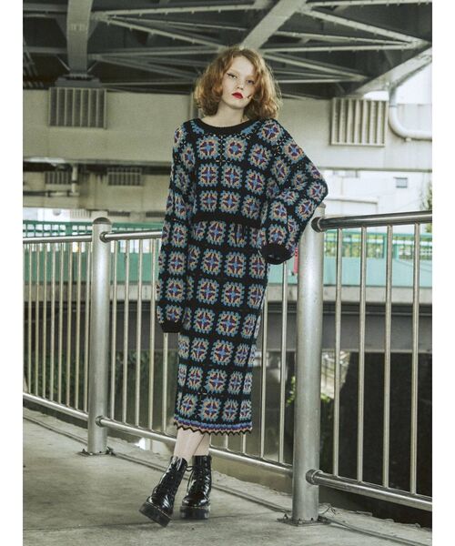 jouetie（ジュエティ）の「【セットアップ対応】クロシェロングスカート（スカート・レディース・ブラック/グリーン/ブラウン・MEDIUM）」の5枚目の写真