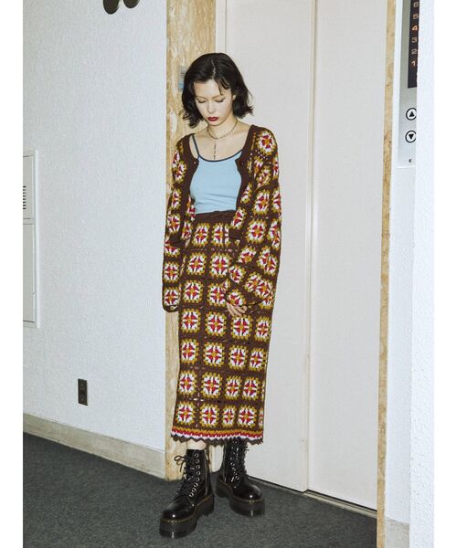 jouetie（ジュエティ）の「【セットアップ対応】クロシェロングスカート（スカート・レディース・ブラック/グリーン/ブラウン・MEDIUM）」の8枚目の写真