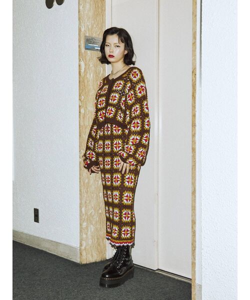 jouetie（ジュエティ）の「【セットアップ対応】クロシェロングスカート（スカート・レディース・ブラック/グリーン/ブラウン・MEDIUM）」の12枚目の写真