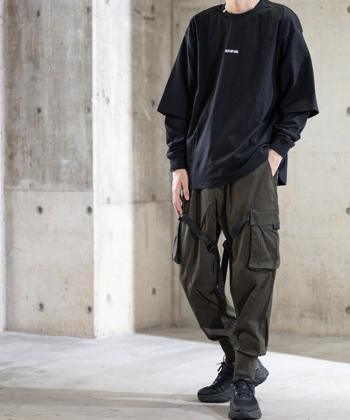 JOHN'S CLOSET（ジョンズクローゼット）の「【13】バックル＆テープ付きジョガーカーゴパンツ（カーゴパンツ・メンズ・ブラック/オリーブ・MEDIUM/LARGE）」の15枚目の写真