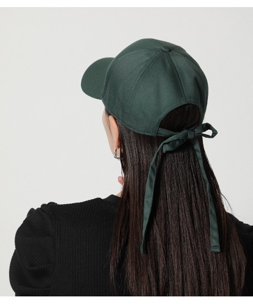 AZUL by moussy（アズールバイマウジー）の「BACK RIBBON TWILLCAP/バックリボンツイルキャップ（キャップ・レディース・ダークブラウン/ダークグリーン/ブラック・FREE）」の13枚目の写真