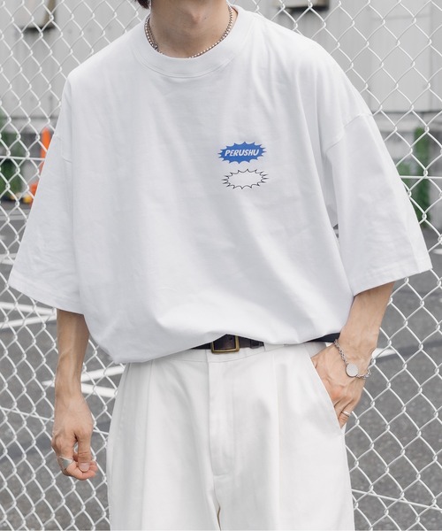 Perushu(ペルーシュ)の「PerushuロゴTシャツ(Tシャツ/カットソー・メンズ・ホワイト/ブラック/ホワイト系その他/ブラック系その他・MEDIUM/LARGE)」の16枚目の写真