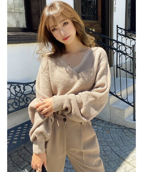 RESEXXY（リゼクシー）の「【WEB限定】リバーレースモヘアニットプルオーバー（ニット/セーター・レディース・ピンク/ベージュ/ブラウン/アイボリー・FREE）」の6枚目の写真