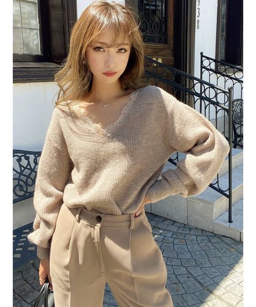 RESEXXY（リゼクシー）の「【WEB限定】リバーレースモヘアニットプルオーバー（ニット/セーター・レディース・ピンク/ベージュ/ブラウン/アイボリー・FREE）」の7枚目の写真