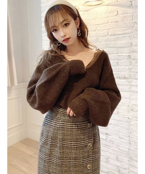 RESEXXY（リゼクシー）の「【WEB限定】リバーレースモヘアニットプルオーバー（ニット/セーター・レディース・ピンク/ベージュ/ブラウン/アイボリー・FREE）」の12枚目の写真