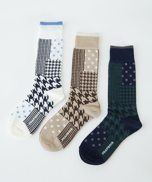 FRAPBOIS（フラボア）の「パッチグレンソックス（ソックス/靴下・レディース・グリーン/ベージュ/ホワイト・FREE）」の5枚目の写真