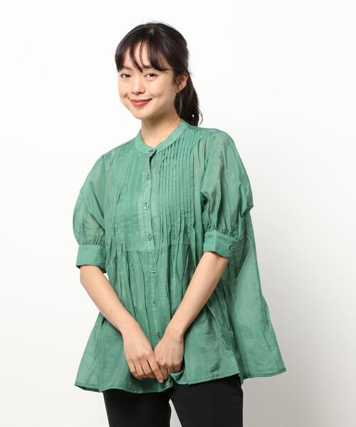 KOBE LETTUCE(コウベレタス)の「ピンタックボリュームスリーブシアーブラウス(シャツ/ブラウス・レディース・ブラック/ベージュ/ブラウン/グリーン・FREE)」の8枚目の写真