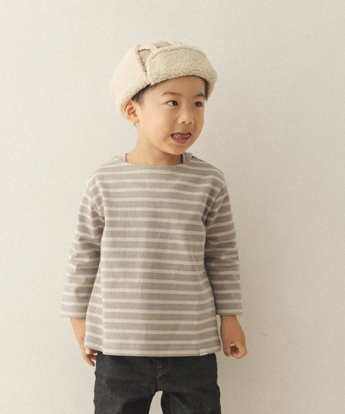 FORK&SPOON（フォークアンドスプーン）の「FORK&SPOON ボートネックボーダー(KIDS)（Tシャツ/カットソー・キッズ・グレー系その他/レッド系その他・90/105/120/135）」の2枚目の写真