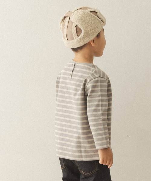 FORK&SPOON（フォークアンドスプーン）の「FORK&SPOON ボートネックボーダー(KIDS)（Tシャツ/カットソー・キッズ・グレー系その他/レッド系その他・90/105/120/135）」の3枚目の写真