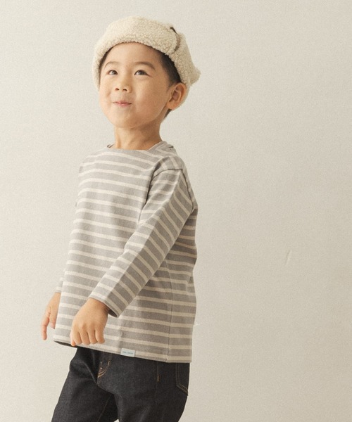 FORK&SPOON（フォークアンドスプーン）の「FORK&SPOON ボートネックボーダー(KIDS)（Tシャツ/カットソー・キッズ・グレー系その他/レッド系その他・90/105/120/135）」の4枚目の写真