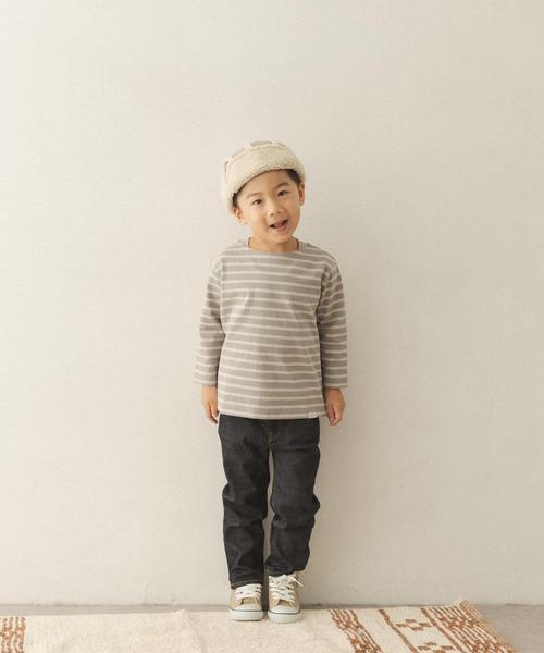 FORK&SPOON（フォークアンドスプーン）の「FORK&SPOON ボートネックボーダー(KIDS)（Tシャツ/カットソー・キッズ・グレー系その他/レッド系その他・90/105/120/135）」の6枚目の写真