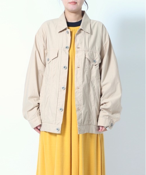 UNFIL(アンフィル)の「unfil アンフィル / egyptian cotton-back satin trucker jacket エジプト産超長綿 バックサテン トラッカージャケット シャツジャケット / WWSP-UW114(ブルゾン・レディース・ライトベージュ/ライトグリーン/ブラック・1)」の19枚目の写真
