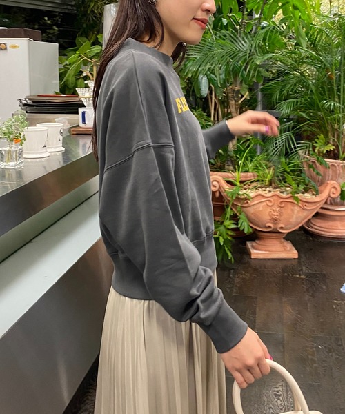 AS KNOW AS PINKY（アズノゥアズピンキー）の「ゆらぎ安らぎウエストリブプルオーバー（スウェット・レディース・チャコールグレー/オートミール/グリーン/オレンジ・FREE）」の5枚目の写真