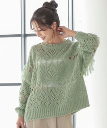 バルキー透けニットトップス