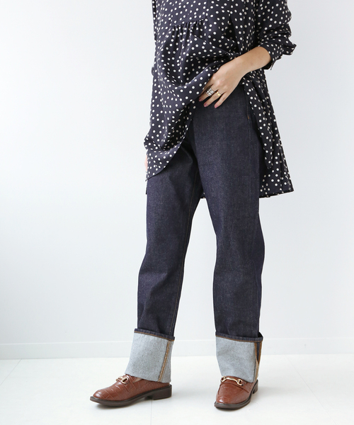 B.C STOCK（ベーセーストック）の「ロールアップデニムパンツ◆（デニムパンツ・レディース・ネイビー/ブルー・SMALL/MEDIUM）」の2枚目の写真