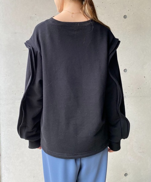 CAPRICIEUX LE'MAGE（カプリシューレマージュ）の「フリル袖スエット（Tシャツ/カットソー・レディース・ブラック/グレー/ライトベージュ・FREE）」の4枚目の写真