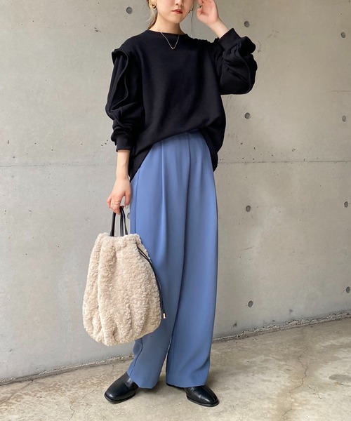 CAPRICIEUX LE'MAGE（カプリシューレマージュ）の「フリル袖スエット（Tシャツ/カットソー・レディース・ブラック/グレー/ライトベージュ・FREE）」の15枚目の写真