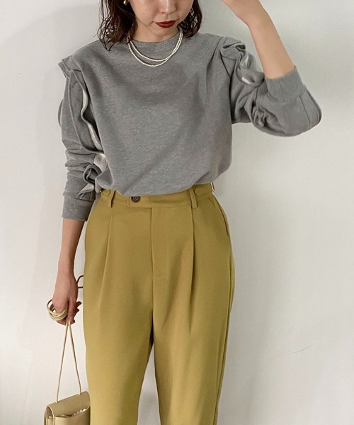 CAPRICIEUX LE'MAGE（カプリシューレマージュ）の「フリル袖スエット（Tシャツ/カットソー・レディース・ブラック/グレー/ライトベージュ・FREE）」の6枚目の写真