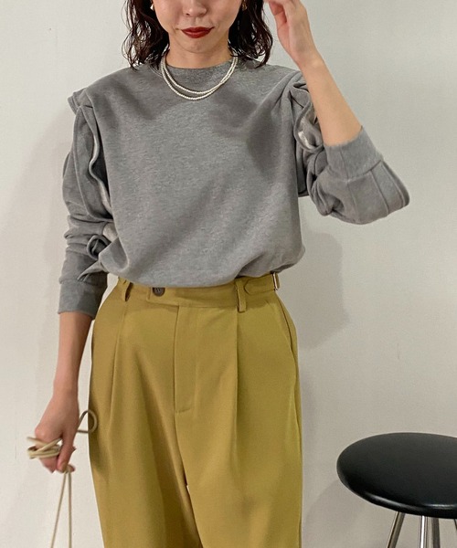 CAPRICIEUX LE'MAGE（カプリシューレマージュ）の「フリル袖スエット（Tシャツ/カットソー・レディース・ブラック/グレー/ライトベージュ・FREE）」の20枚目の写真