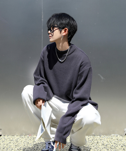 【セール】【neos -addictive design-】ルーズシルエット ミラノリブ モックネック ニット セーター（ニット/セーター）｜neos（ネオス）