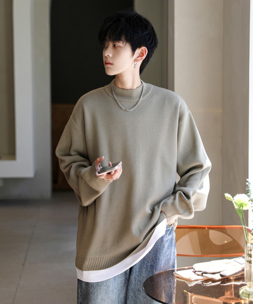 【セール】【neos -addictive design-】ルーズシルエット ミラノリブ モックネック ニット セーター（ニット/セーター）｜neos（ネオス）