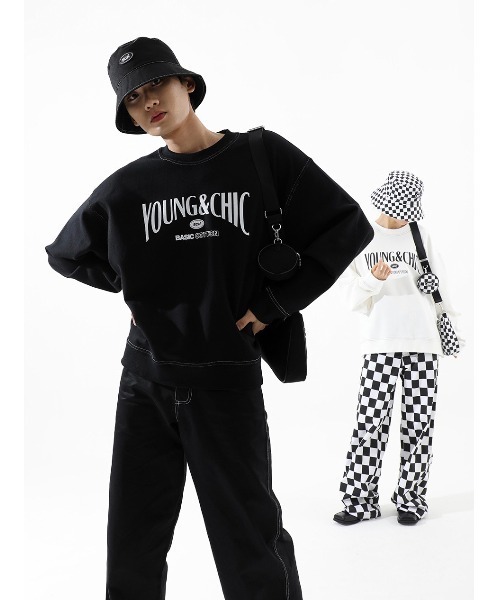 BASIC COTTON(ベーシックコットン)の「【BASIC COTTON】YC STITCH MTM(スウェット・メンズ・ホワイト/ブラック・ONE SIZE)」の2枚目の写真