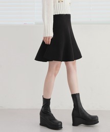 by muni:r | カジュアル フレア ニット ミニスカート(スカート)