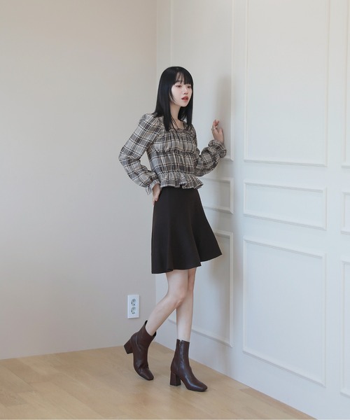 Yanyan ニットミニスカート by muni:r（バイ ムニール）の「カジュアル フレア ニット ミニ