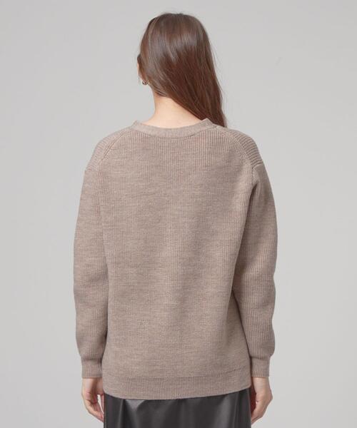 closet story（クローゼットストーリー）の「＜closet story（クローゼットストーリー）＞アゼ ミドル Vネック カーディガン（カーディガン/ボレロ・レディース・ブラック/ベージュ・FREE）」の4枚目の写真