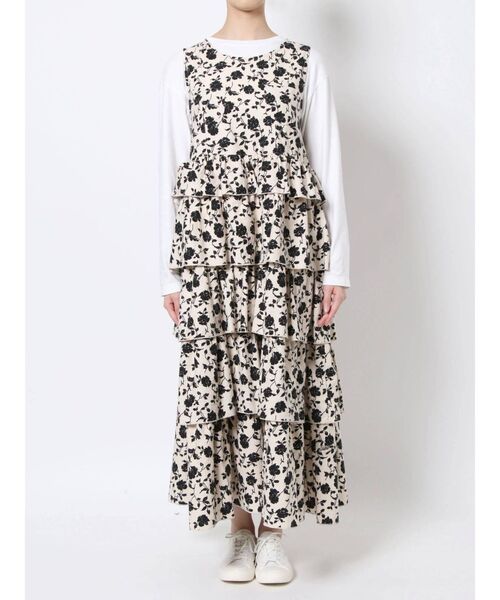 merry jenny（メリージェニー）の「floralティアードジャンスカ（ジャンパースカート・レディース・ブラック/アイボリー・FREE）」の21枚目の写真