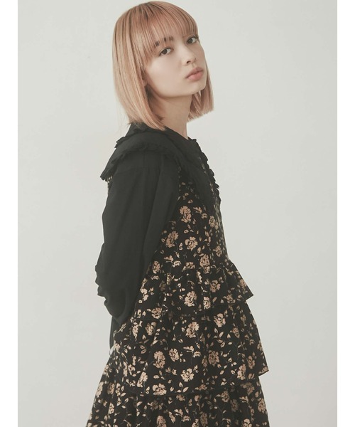 merry jenny（メリージェニー）の「floralティアードジャンスカ（ジャンパースカート・レディース・ブラック/アイボリー・FREE）」の19枚目の写真