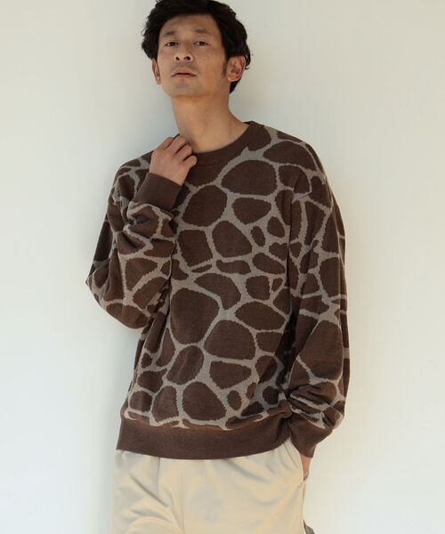 B:MING by BEAMS（ビーミングバイビームス）の「B:MING by BEAMS / アニマルジャカード クルーネックニット（ニット/セーター・メンズ・ベージュ/オフホワイト・SMALL/MEDIUM/LARGE/X-LARGE）」の4枚目の写真