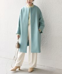 SUPER140 コクーンノーカラーコート2◇