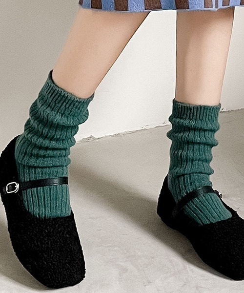 Fun & Daily（ファンアンドデイリー）の「F&D : ルーズウールソックス（ソックス/靴下・レディース・ホワイト/ブラック/ネイビー/ブラウン/グレー/ベージュ/パープル/グリーン/ライトグリーン/ライトブルー・FREE）」の6枚目の写真