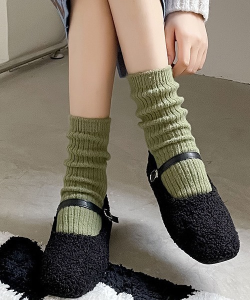 Fun & Daily（ファンアンドデイリー）の「F&D : ルーズウールソックス（ソックス/靴下・レディース・ホワイト/ブラック/ネイビー/ブラウン/グレー/ベージュ/パープル/グリーン/ライトグリーン/ライトブルー・FREE）」の7枚目の写真