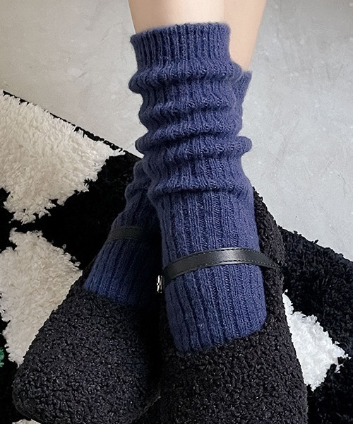 Fun & Daily（ファンアンドデイリー）の「F&D : ルーズウールソックス（ソックス/靴下・レディース・ホワイト/ブラック/ネイビー/ブラウン/グレー/ベージュ/パープル/グリーン/ライトグリーン/ライトブルー・FREE）」の18枚目の写真