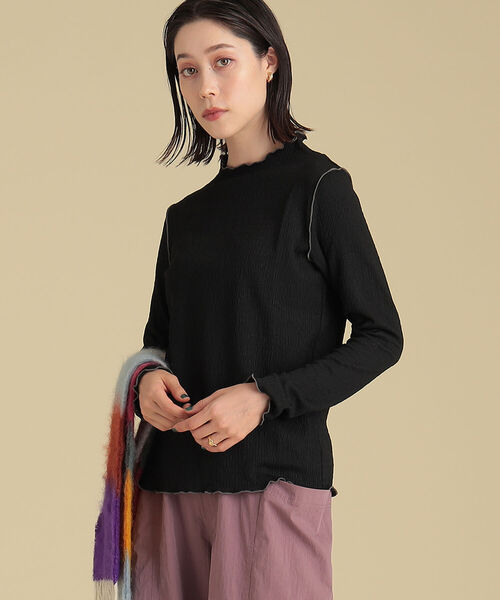 Ray BEAMS(レイビームス)の「Ray BEAMS / シャーリング メロー ボトルネック トップス(Tシャツ/カットソー・レディース・ブラック/オフホワイト/グリーン系その他3・ONE SIZE)」の3枚目の写真