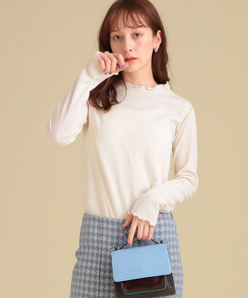 Ray BEAMS(レイビームス)の「Ray BEAMS / シャーリング メロー ボトルネック トップス(Tシャツ/カットソー・レディース・ブラック/オフホワイト/グリーン系その他3・ONE SIZE)」の8枚目の写真