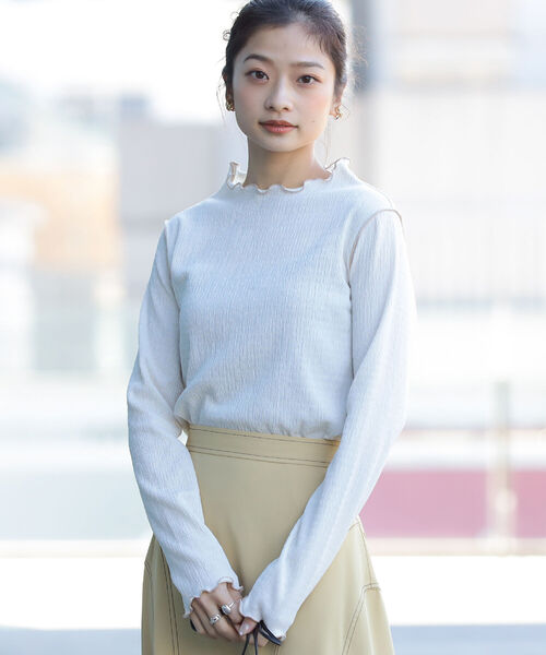 Ray BEAMS(レイビームス)の「Ray BEAMS / シャーリング メロー ボトルネック トップス(Tシャツ/カットソー・レディース・ブラック/オフホワイト/グリーン系その他3・ONE SIZE)」の20枚目の写真