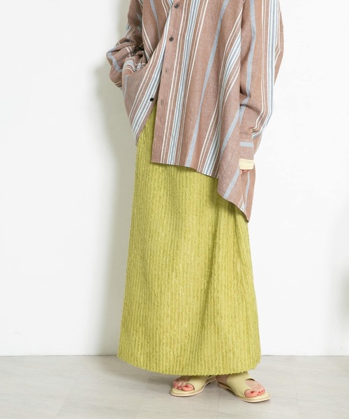 KBF（ケイビーエフ）の「ストライプジャガードフレアスカート（スカート・レディース・グリーン系その他/ブラック/オフホワイト・ONE）」の3枚目の写真